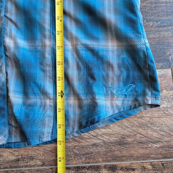 KUHL Outdoor Camping Button-Up Shirt Lightweight Blue Plaid Long Sleeve Pocket - Picture 14 of 14